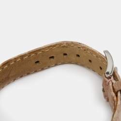 Pre Owned Chopard White Diamond Stainless Steel Alligator Happy Sport 27/8892-23 Women's Wristwatch 23 mm 