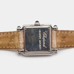 Pre Owned Chopard White Diamond Stainless Steel Alligator Happy Sport 27/8892-23 Women's Wristwatch 23 mm 