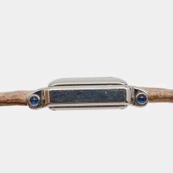 Pre Owned Chopard White Diamond Stainless Steel Alligator Happy Sport 27/8892-23 Women's Wristwatch 23 mm 