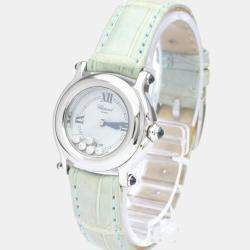 Pre Owned Chopard White Diamonds Stainless Steel Happy Sport 27/8245-23 Quartz Women's Wristwatch 26 mm