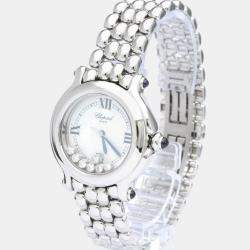 Pre Owned Chopard White Stainless Steel Happy Sport 27/8236-23 Women's Wristwatch 32 mm