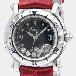 Chopard Black Diamonds Stainless Steel Happy Sport 27/8923 Women's Wristwatch 26 mm