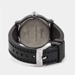 Chopard Black Ceramic Stainless Steel Rubber Limited Edition Happy Sport 28/8507 Women's Wristwatch 38 mm