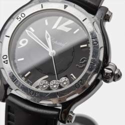 Chopard Black Ceramic Stainless Steel Rubber Limited Edition Happy Sport 28/8507 Women's Wristwatch 38 mm