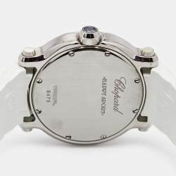 Chopard Silver Stainless Steel Rubber Diamond Happy Sport 278551-3003 Women's Wristwatch 36 mm