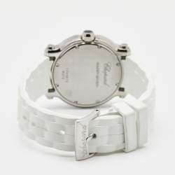 Chopard Silver Stainless Steel Rubber Diamond Happy Sport 278551-3003 Women's Wristwatch 36 mm