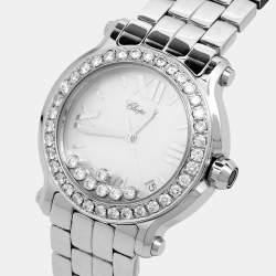 Chopard Mother of Pearl Diamond Stainless Steel Happy Sport 278477-3002 Women's Wristwatch 36 mm