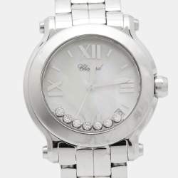Chopard Mother Of Pearl Diamond Stainless Steel Happy Sport 8475 Women's Wristwatch 35 mm