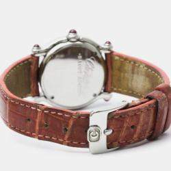 Chopard Pink Shell Stainless Steel Diamond Happy Sport 27/8245-21 Quartz Women's Wristwatch 26 mm