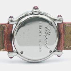 Chopard Pink Shell Stainless Steel Diamond Happy Sport 27/8245-21 Quartz Women's Wristwatch 26 mm