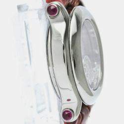 Chopard Pink Shell Stainless Steel Diamond Happy Sport 27/8245-21 Quartz Women's Wristwatch 26 mm