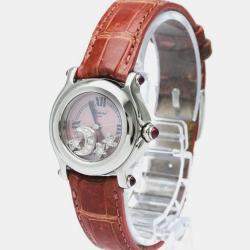 Chopard Pink Shell Stainless Steel Diamond Happy Sport 27/8245-21 Quartz Women's Wristwatch 26 mm
