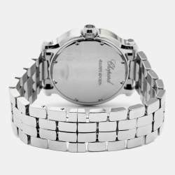 Chopard White Diamond Stainless Steel Happy Sport 8475 Women's Wristwatch 35 mm