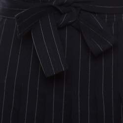 Pre Owned Christian Dior Boutique Navy Blue Striped Wool Pleated Mini Skirt M