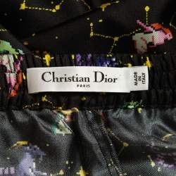Pre Owned Christian Dior Black Zodiac Printed Silk Lounge Pants M