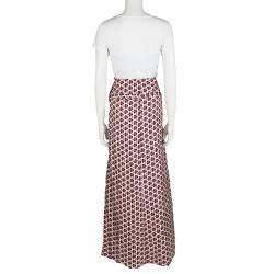Christian Lacroix Multicolor Printed Silk Ruffle Detail Maxi Skirt L