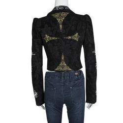 Pre Owned Christian Lacroix Black Floral Embroidered Vest Detail Velvet Blazer S