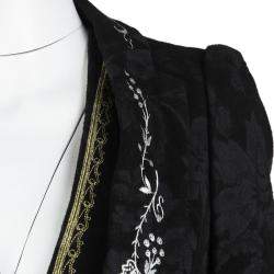 Pre Owned Christian Lacroix Black Floral Embroidered Vest Detail Velvet Blazer S