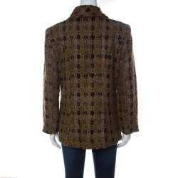 Christian Lacroix Khaki Green Wool Blend Tweed Front Button Jacket L