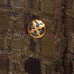 Christian Lacroix Khaki Green Wool Blend Tweed Front Button Jacket L