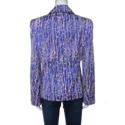 Pre Owned Christian Lacroix Purple Wool Silk Blend Burnout Blazer XL