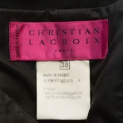 Christian Lacroix Black Crepe Bow Applique Ruched Strapless Dress M