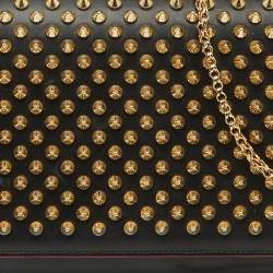 Christian Louboutin Black Leather Paloma Spiked Flap Chain Clutch
