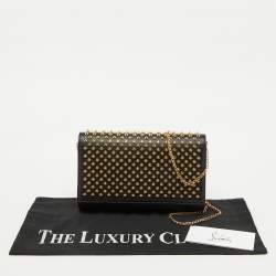Christian Louboutin Black Leather Paloma Spiked Flap Chain Clutch