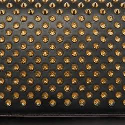 Christian Louboutin Black Leather Paloma Spiked Flap Chain Clutch