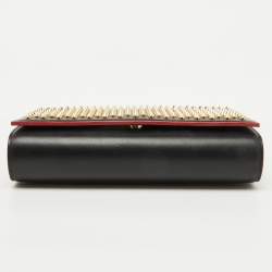 Christian Louboutin Black Leather Paloma Spiked Flap Chain Clutch