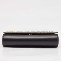 Christian Louboutin Black Leopard Print Patent and Leather Paloma Spiked Chain Clutch