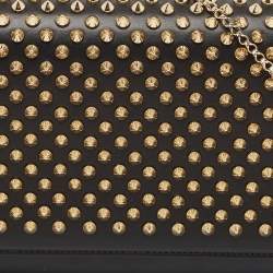 Christian Louboutin Black Leopard Print Patent and Leather Paloma Spiked Chain Clutch