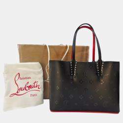 Pre Owned Christian Louboutin Cabata Black/Red Leather Tote Bag