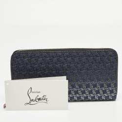 مملوكة مسبقًا Christian Louboutin Ombre Blue Printed Denim Zip Continental Wallet