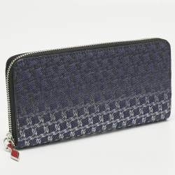 مملوكة مسبقًا Christian Louboutin Ombre Blue Printed Denim Zip Continental Wallet