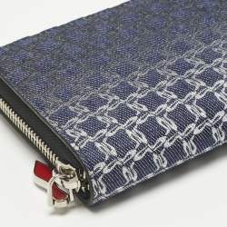 مملوكة مسبقًا Christian Louboutin Ombre Blue Printed Denim Zip Continental Wallet