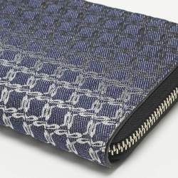 مملوكة مسبقًا Christian Louboutin Ombre Blue Printed Denim Zip Continental Wallet