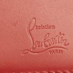 Pre Owned محفظة كريستيان لوبوتان بانيتون مطاط وجلد رصاصي/ أحمر بسحاب محيط