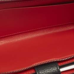 Pre Owned محفظة كريستيان لوبوتان بانيتون مطاط وجلد رصاصي/ أحمر بسحاب محيط