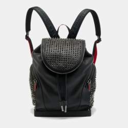 Pre Owned Christian Louboutin Explorafunk Spikes Black Leather and Rubber Backpack