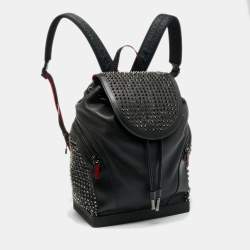 مملوكة مسبقًا Christian Louboutin Explorafunk Spikes Black Leather and Rubber Backpack