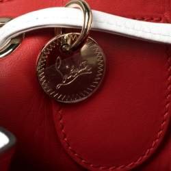 Pre Owned Christian Louboutin White Leather Jewel Embellished Marie Jane Drawstring Bucket Bag