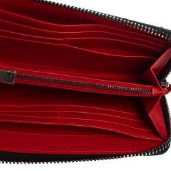Christian Louboutin Blue Leather Spike Panettone Zip Around Wallet