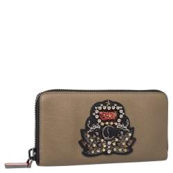 Pre Owned محفظة كريستيان لوبوتان بانيتون جلد أخضر زيتوني بسحاب محيط