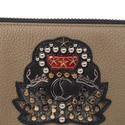 Pre Owned محفظة كريستيان لوبوتان بانيتون جلد أخضر زيتوني بسحاب محيط