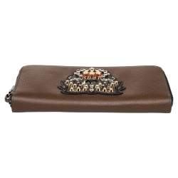 Christian Louboutin Brown Leather Panettone Zip Around Wallet