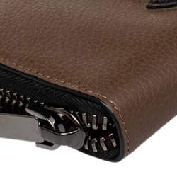 Christian Louboutin Brown Leather Panettone Zip Around Wallet