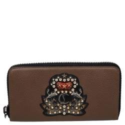 Christian Louboutin Brown Leather Panettone Zip Around Wallet