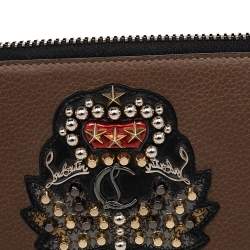 Christian Louboutin Brown Leather Panettone Zip Around Wallet