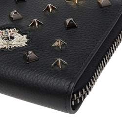 Pre Owned Christian Louboutin Black Leather M Panettone Wallet
